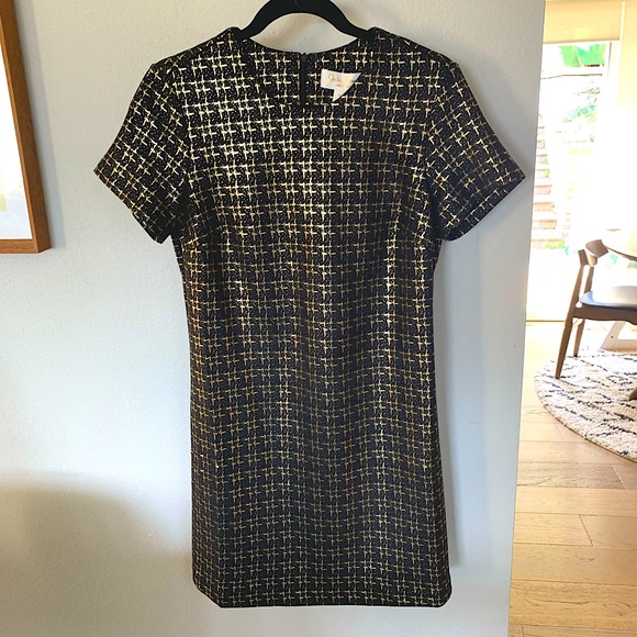 NWT Gold & Black Mini Short Sleeved Sheath Dress Size Medium by Julie Brown - Picture 5 of 13